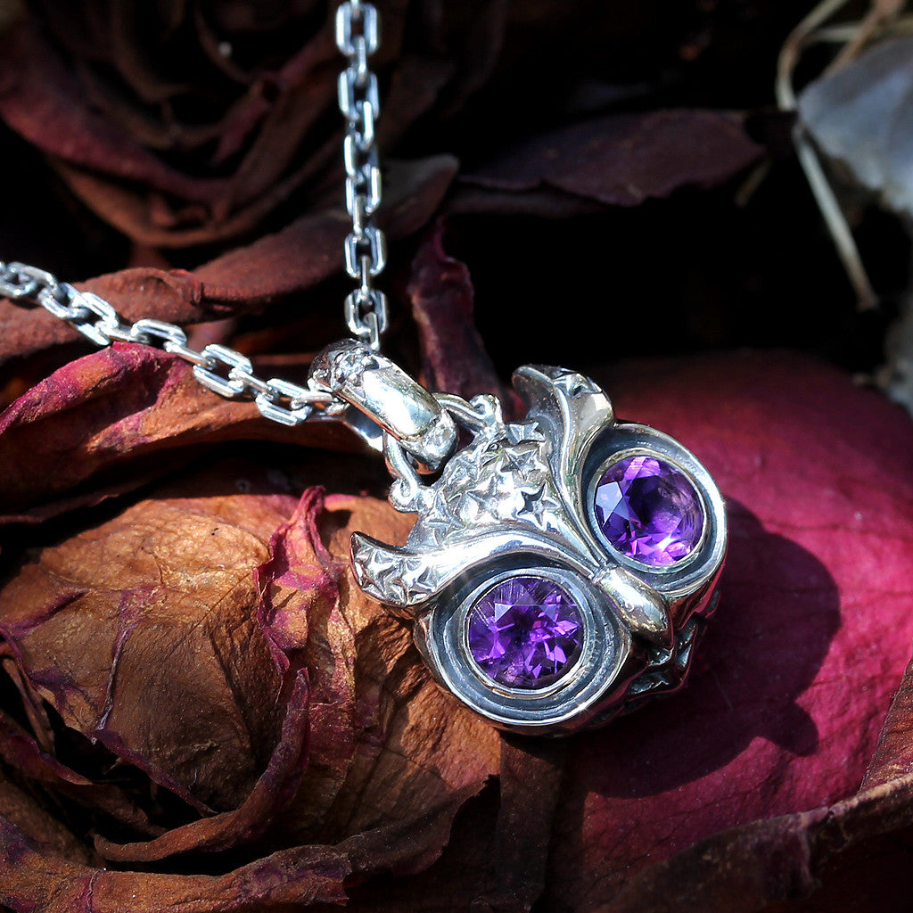 Amethyst store owl necklace